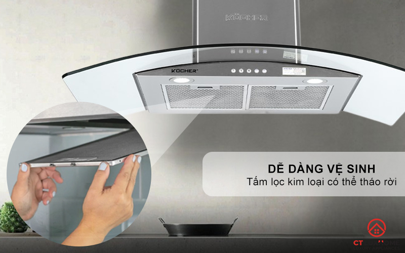 MÁY HÚT MÙI GẮN TƯỜNG KÍNH CONG  KOCHER K-8890 NGANG 90CM K8890 7