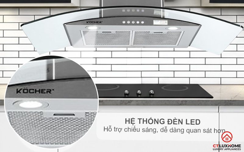 MÁY HÚT MÙI GẮN TƯỜNG KÍNH CONG  KOCHER K-8890 NGANG 90CM K8890 3
