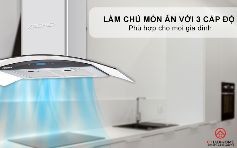 MÁY HÚT MÙI GẮN TƯỜNG KÍNH CONG KOCHER K-228S NGANG 90CM K228S 4