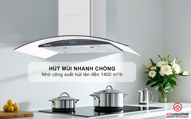 MÁY HÚT MÙI GẮN TƯỜNG KÍNH CONG KOCHER K-228S NGANG 90CM K228S 2