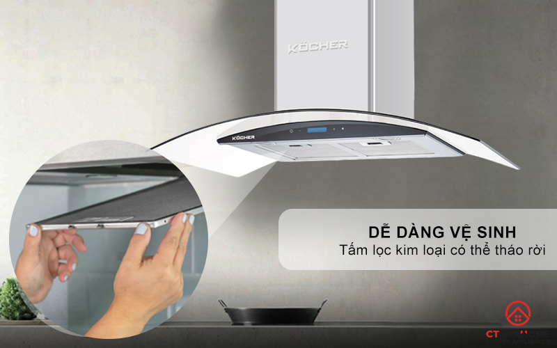 MÁY HÚT MÙI GẮN TƯỜNG KÍNH CONG KOCHER K-228S NGANG 90CM K228S 8