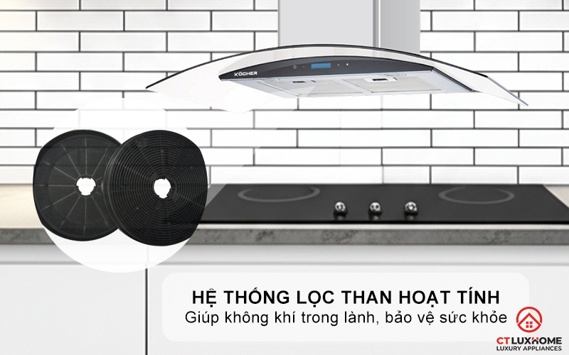 MÁY HÚT MÙI GẮN TƯỜNG KÍNH CONG KOCHER K-228S NGANG 90CM K228S 5