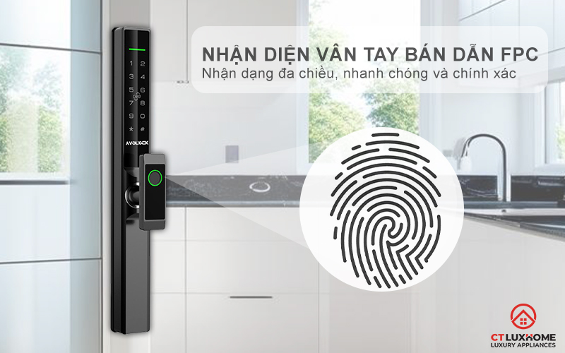 KHÓA CỬA NHÔM AVOLOCK AN 383 NHẬN DIỆN VÂN TAY AN383 2