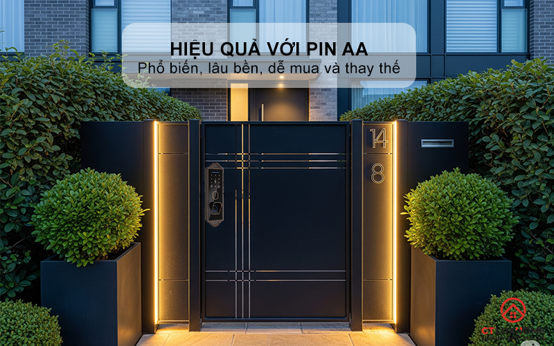 Hoạt động hiệu quả với Pin AA, tự động báo khi pin yếu