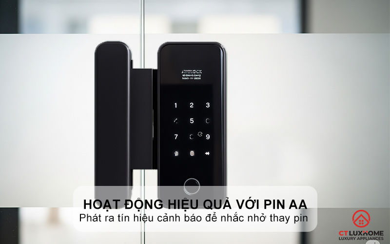 Hoạt động hiệu quả với Pin AA, tự động báo khi pin yếu