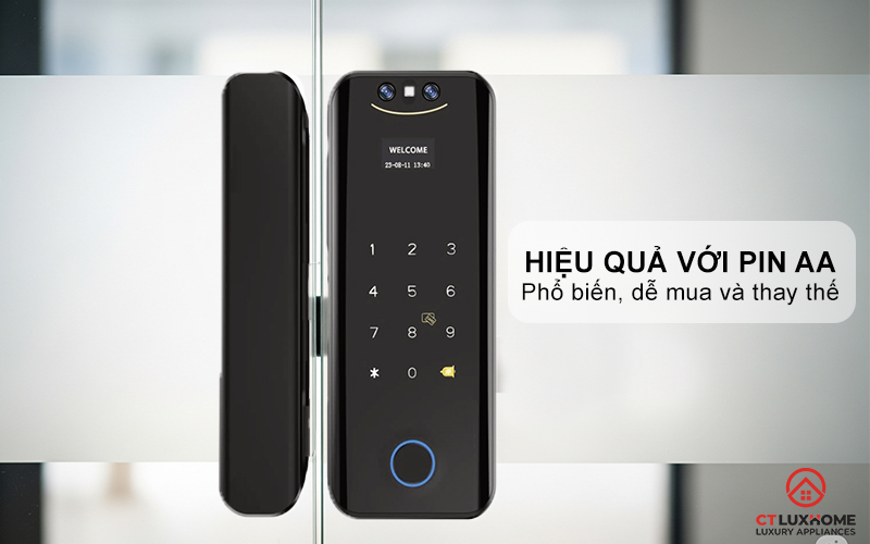 Hoạt động hiệu quả với Pin AA, tự động báo khi pin yếu