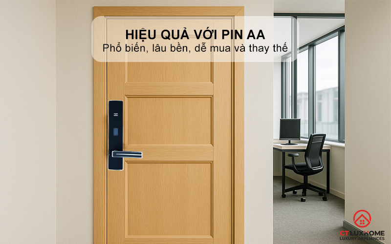 Hoạt động hiệu quả với Pin AA, tự động báo khi pin yếu