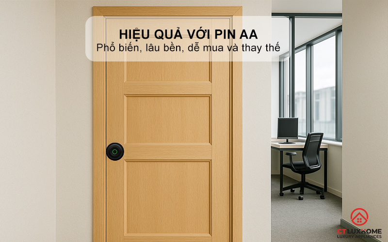 Hoạt động hiệu quả với Pin AA, tự động báo khi pin yếu