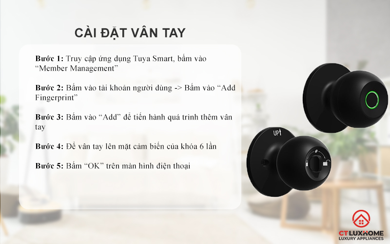 Cài đặt vân tay người dùng