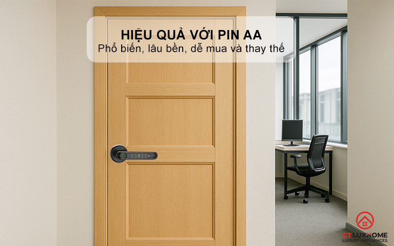 Hoạt động hiệu quả với Pin AA, tự động báo khi pin yếu