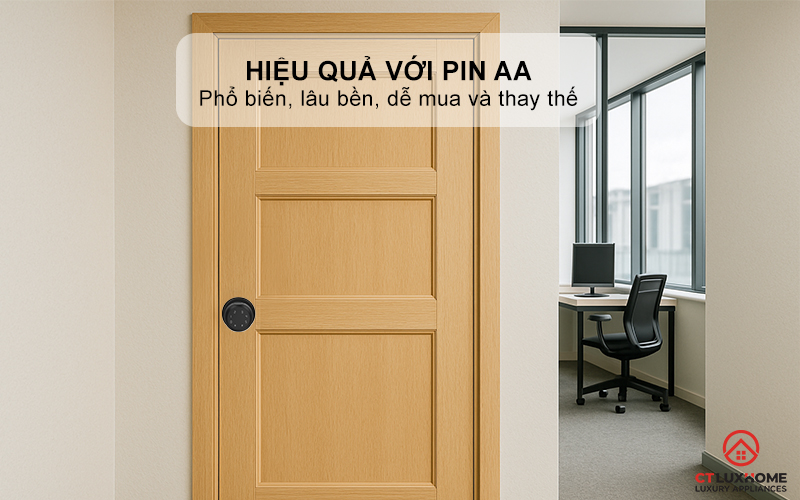 Hoạt động hiệu quả với Pin AA, tự động báo khi pin yếu