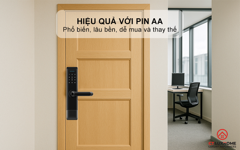 Hoạt động hiệu quả với Pin AA, tự động báo khi pin yếu
