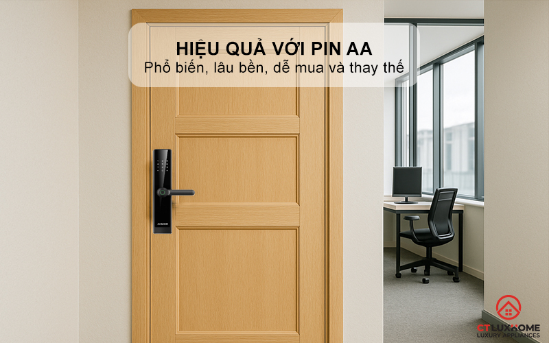 Hoạt động hiệu quả với Pin AA, tự động báo khi pin yếu
