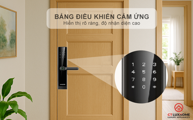 Thao tác mở khóa dễ dàng với bảng điều khiển cảm ứng hiện đại