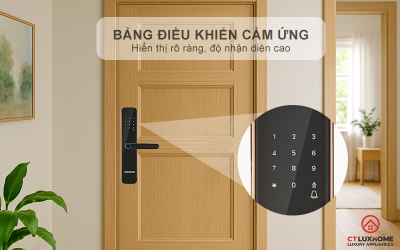 Thao tác mở khóa dễ dàng với bảng điều khiển cảm ứng hiện đại
