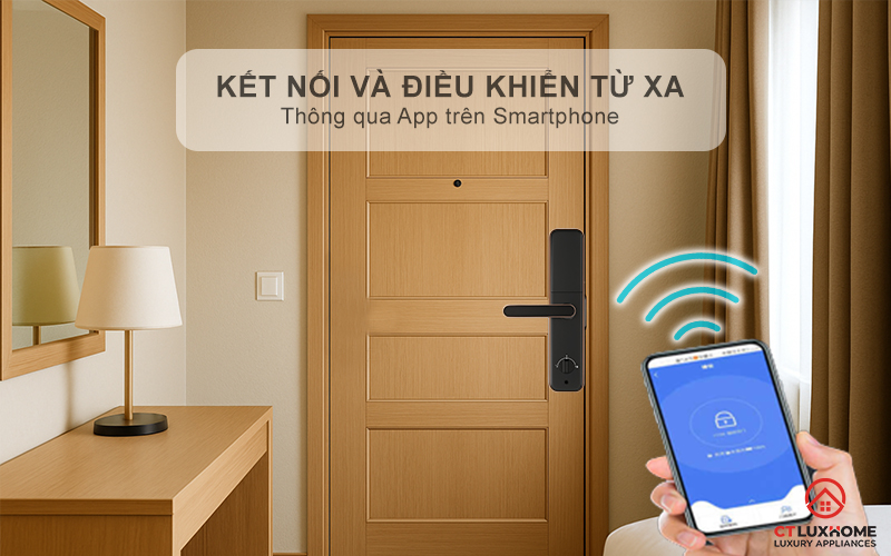 Kết nối thông minh, điều khiển khóa từ xa tiện lợi qua điện thoại