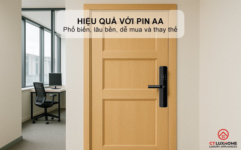 Hoạt động hiệu quả với Pin AA, tự động báo khi pin yếu