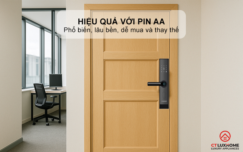 Hoạt động hiệu quả với Pin AA, tự động báo khi pin yếu