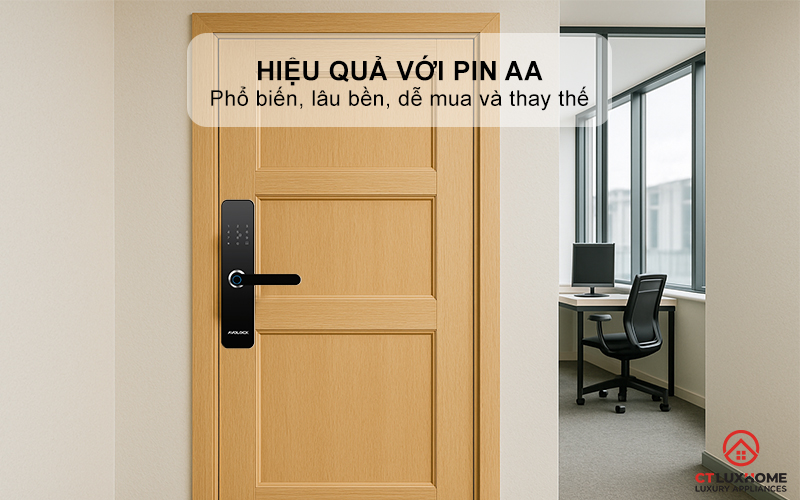 Hoạt động hiệu quả với Pin AA, tự động báo khi pin yếu