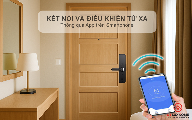 Kết nối thông minh, điều khiển khóa từ xa tiện lợi qua điện thoại