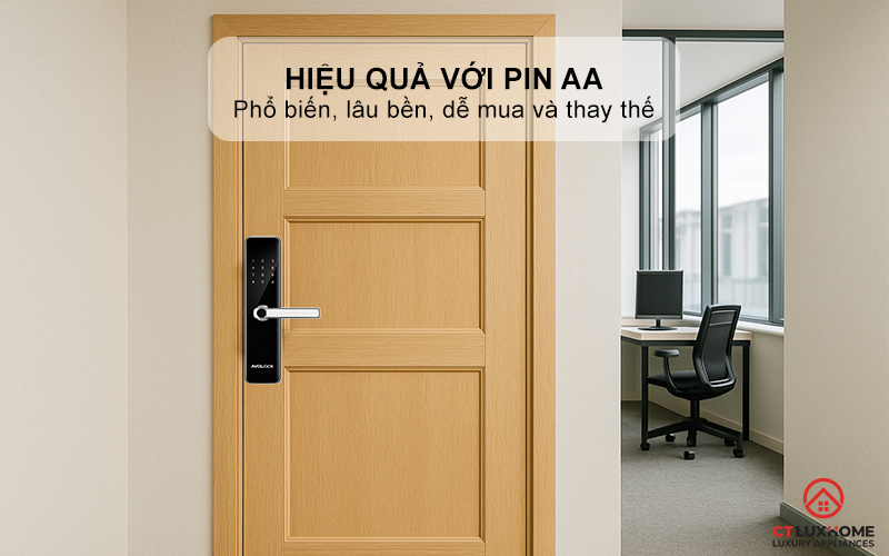 Hoạt động hiệu quả với Pin AA, tự động báo khi pin yếu