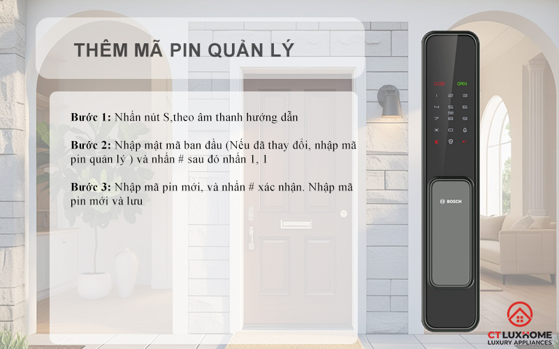 Thêm mã pin quản lý 