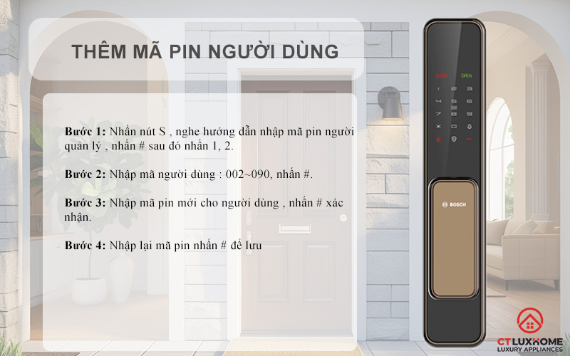 Thêm mã pin người dùng