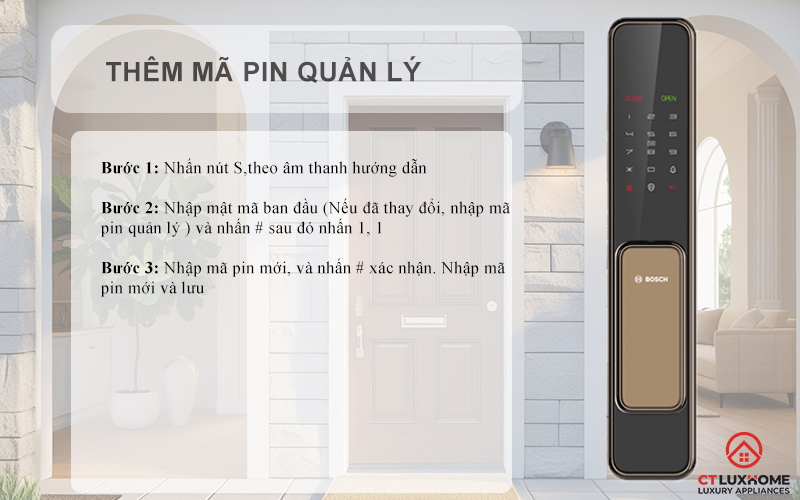 Thêm mã pin quản lý