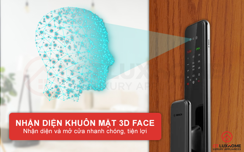Công nghệ nhận diện khuôn mặt 3D Face giúp bạn mở cửa nhanh chóng, tiện lợi