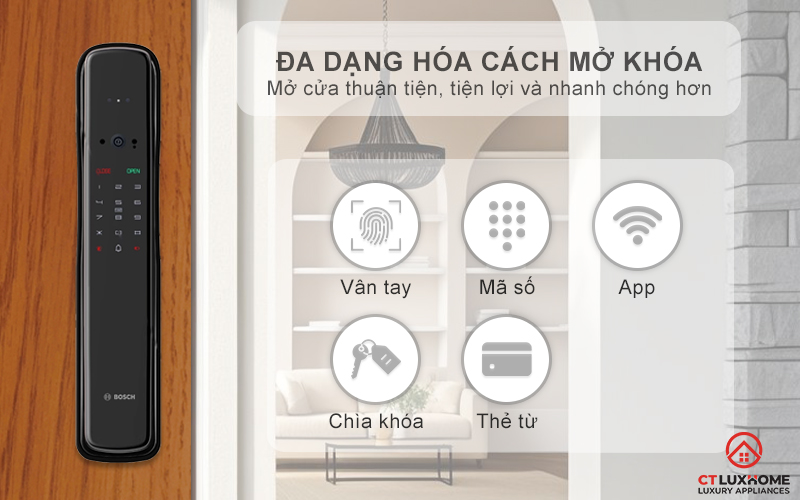 KHÓA ĐIỆN TỬ BOSCH EL800VF NHẬN DIỆN KHUÔN MẶT MÀU ĐEN KẾT NỐI ĐIỆN THOẠI 20