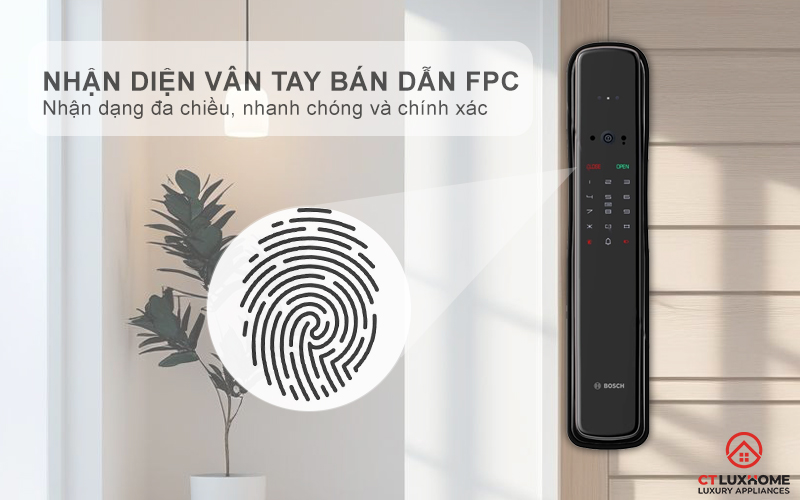 KHÓA ĐIỆN TỬ BOSCH EL800VF NHẬN DIỆN KHUÔN MẶT MÀU ĐEN KẾT NỐI ĐIỆN THOẠI 3