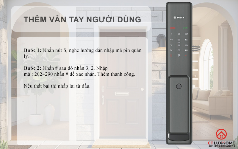 thêm vân tay người dùng