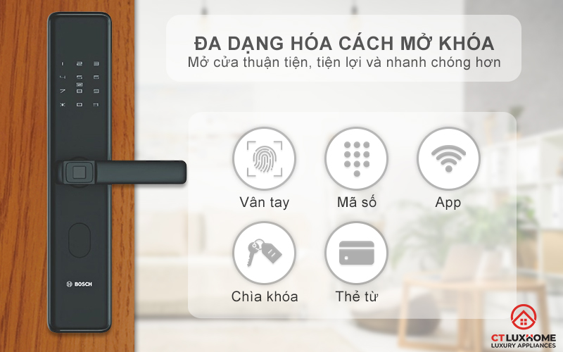 Mở cửa thuận tiện và nhanh chóng với đa dạng cách mở khóa khác nhau