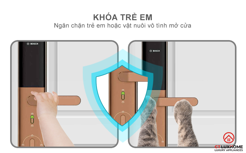 Trang bị khóa an toàn, ngăn vật nuôi và trẻ em vô tình mở cửa khi chạm vào