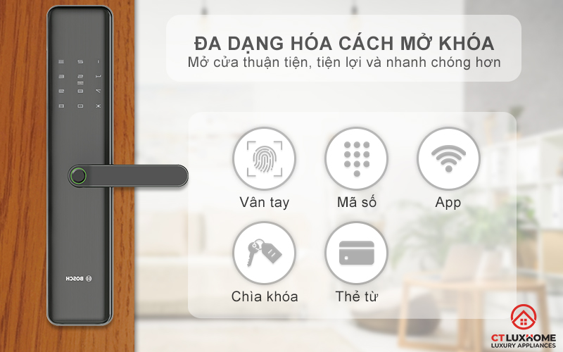 Mở khóa nhanh chóng, tiện lợi với nhiều lựa chọn mở khóa khác nhau