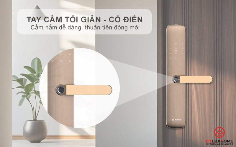 Tay cầm tiện lợi, xoay 4 hướng không lo bị kẹt khi mở cửa