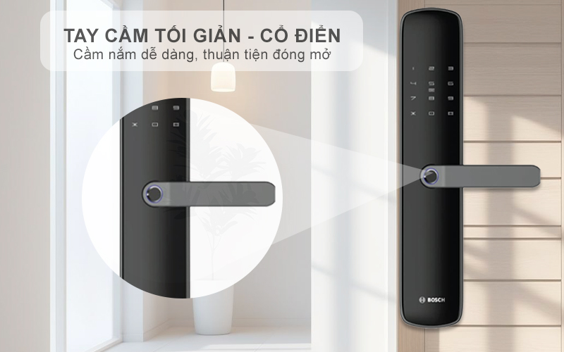 Tay cầm tiện lợi, xoay 4 hướng không lo bị kẹt khi mở cửa