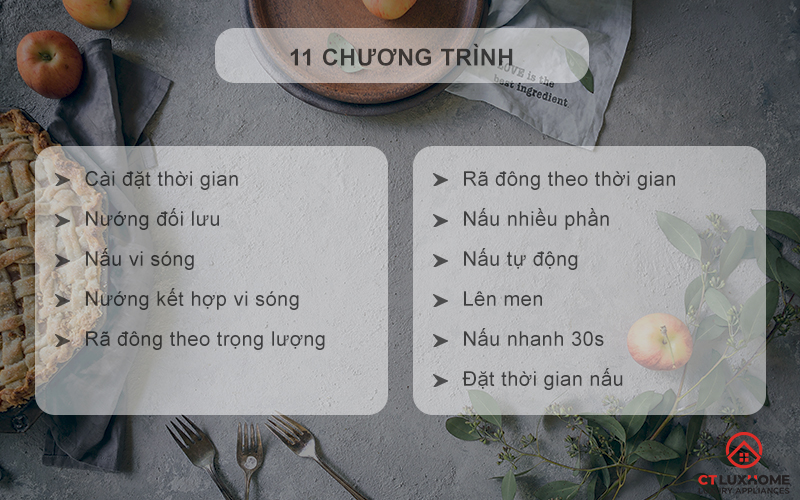 11 chức năng nướng tự động thông minh