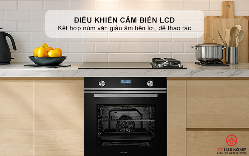 Điều khiển cảm biến LCD kết hợp núm vặn giấu âm tiện lợi, dễ thao tác