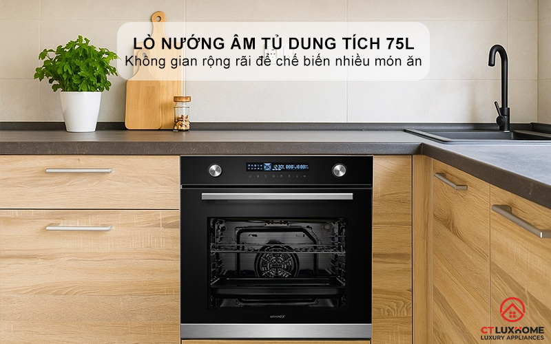 Lò nướng dung tích 75L thoải mái sử dụng