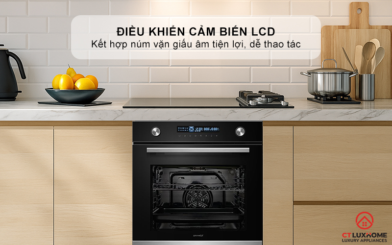 Điều khiển cảm biến LCD kết hợp núm vặn giấu âm tiện lợi, dễ thao tác