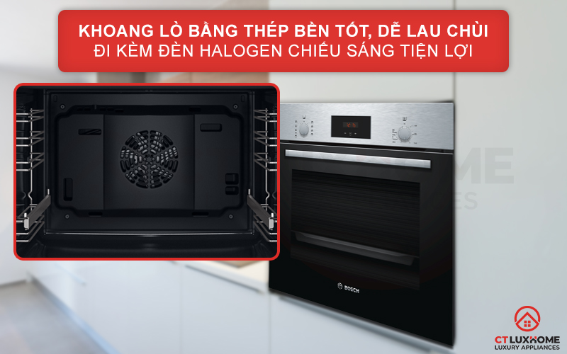 LÒ NƯỚNG ÂM TỦ BOSCH HBF114ES0 SERIE 2 TÍCH HỢP THÉP KHÔNG GỈ 66 LÍT 4