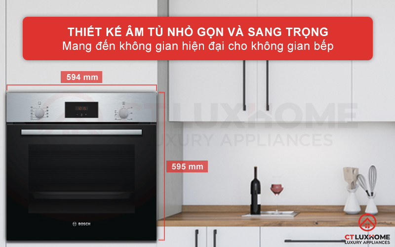 LÒ NƯỚNG ÂM TỦ BOSCH HBF114ES0 SERIE 2 TÍCH HỢP THÉP KHÔNG GỈ 66 LÍT 1