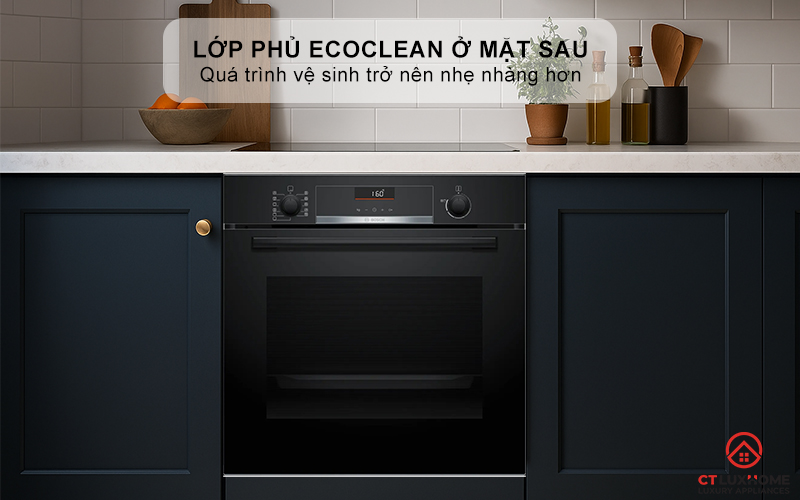 Lớp phủ EcoClean ở mặt sau giúp lau dầu mỡ dễ dàng