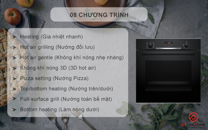 8 chương trình nấu, nướng tự động