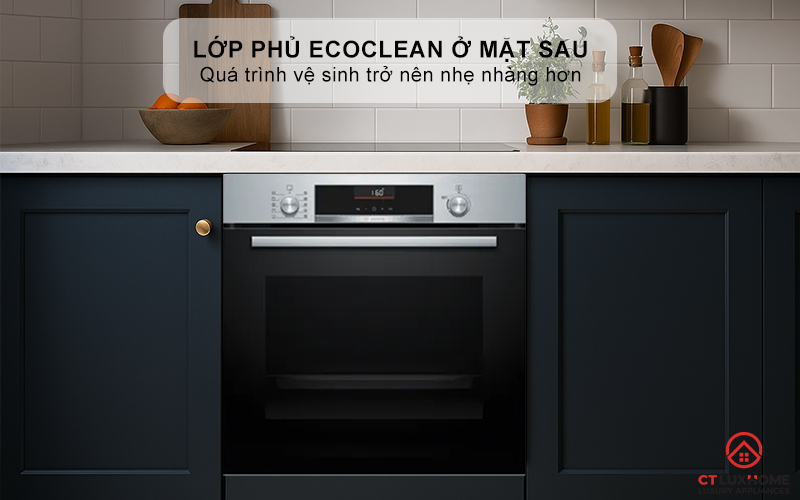 Lớp phủ EcoClean ở mặt sau giúp lau dầu mỡ dễ dàng