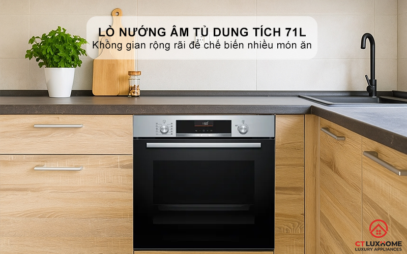 Lò nướng âm tủ dung tích 71L thoải mái sử dụng