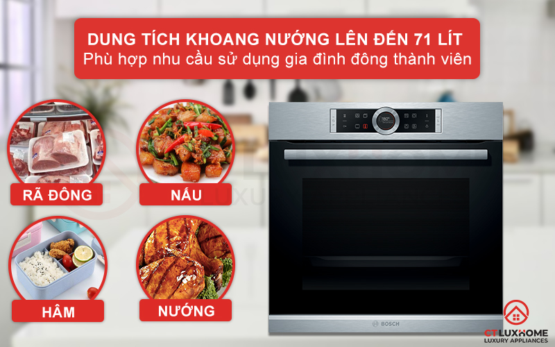 LÒ NƯỚNG ÂM TỦ BOSCH HBG635NS1 SERIE 8 THÉP KHÔNG GỈ 3