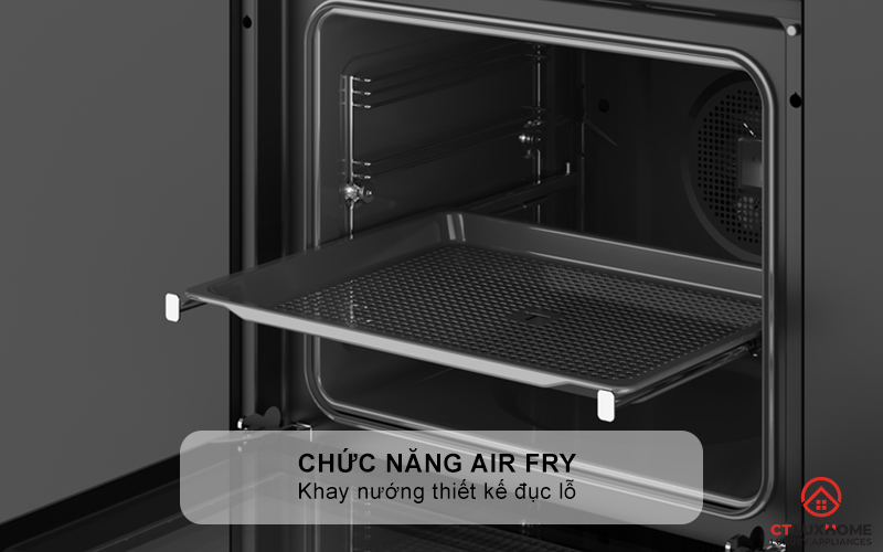 Chức năng Air fry với khay nướng thiết kế đục lỗ