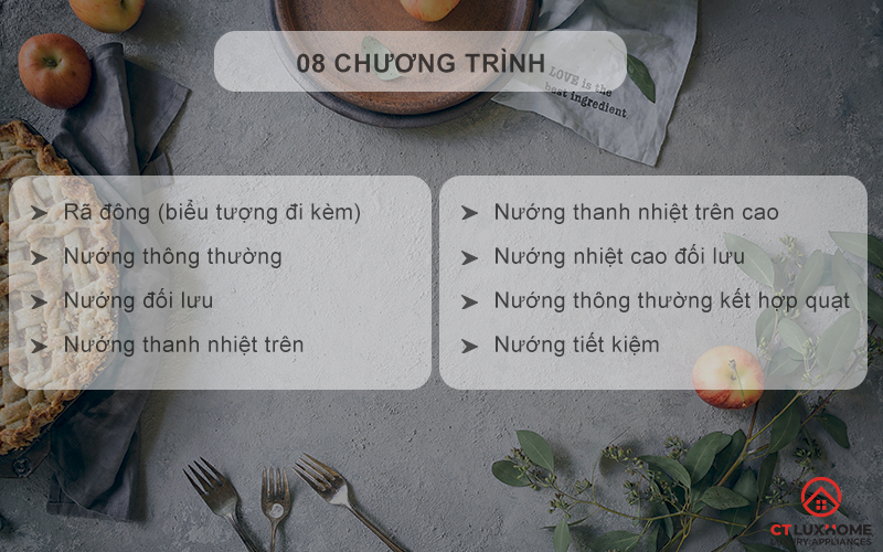 08 chương trình nấu, nướng tự động